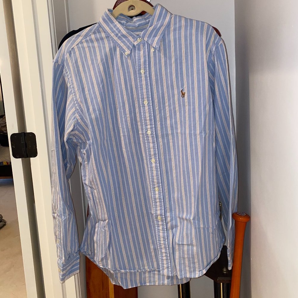Polo Ralph Lauren Blue Pink Button Up Long Sleeve Shirt Size XL